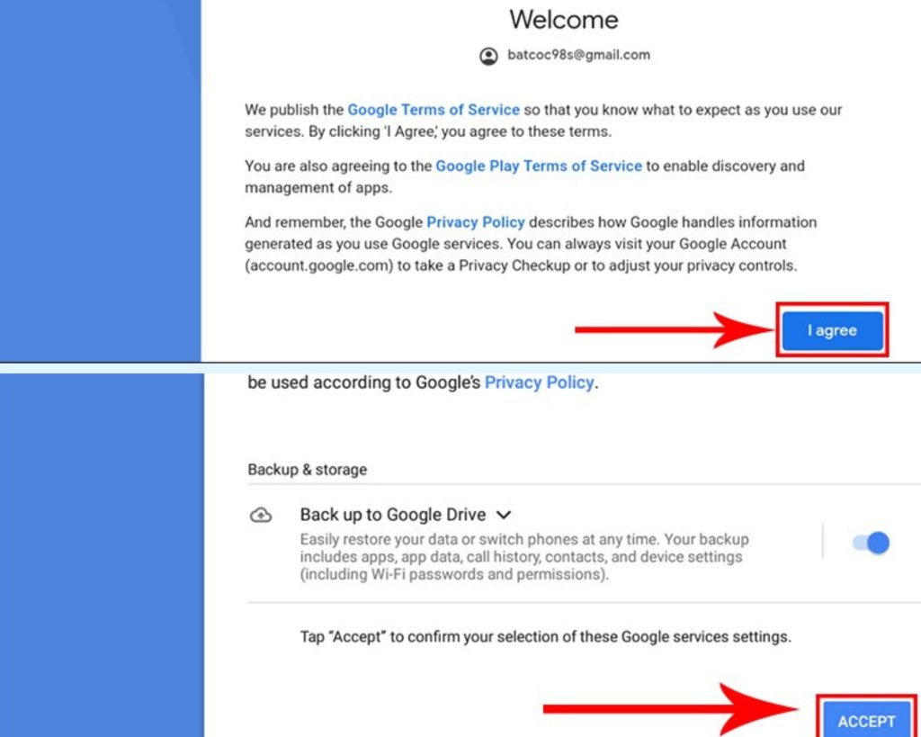 Xác nhận sao chép dữ liệu vào Google Drive