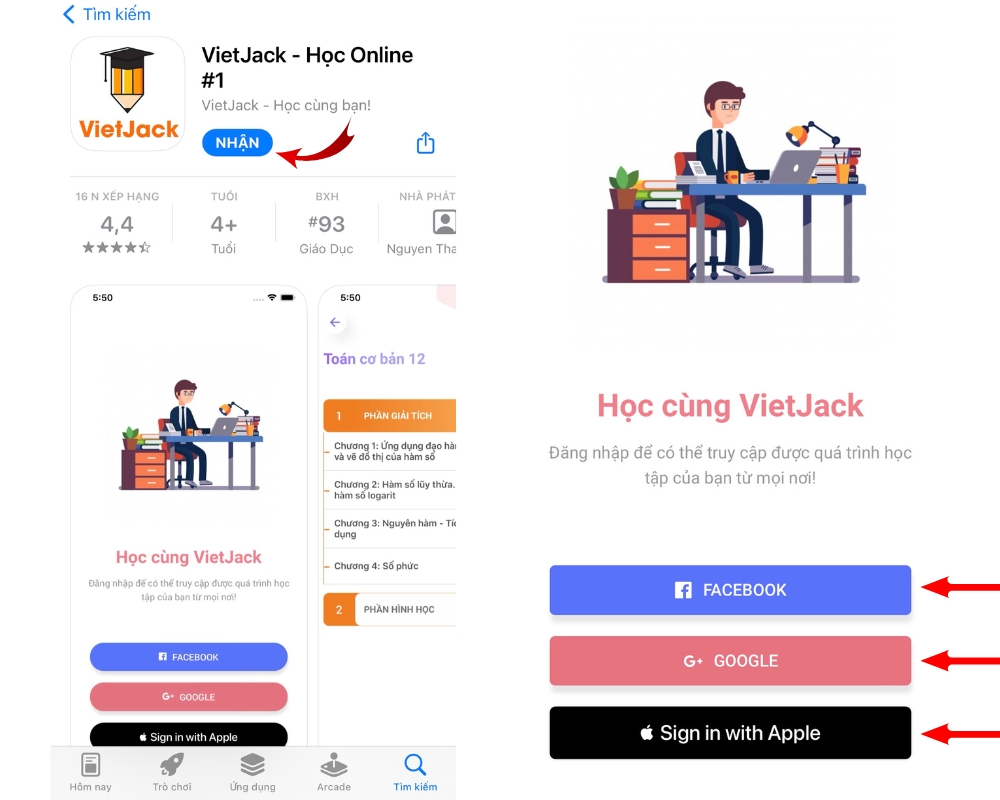 Cách đăng nhập ứng dụng VietJack 