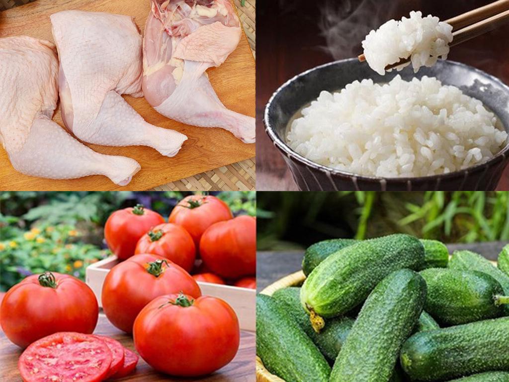 Nguyên liệu làm món cơm gà xối mỡ