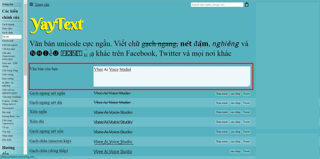 Công cụ Yaytext