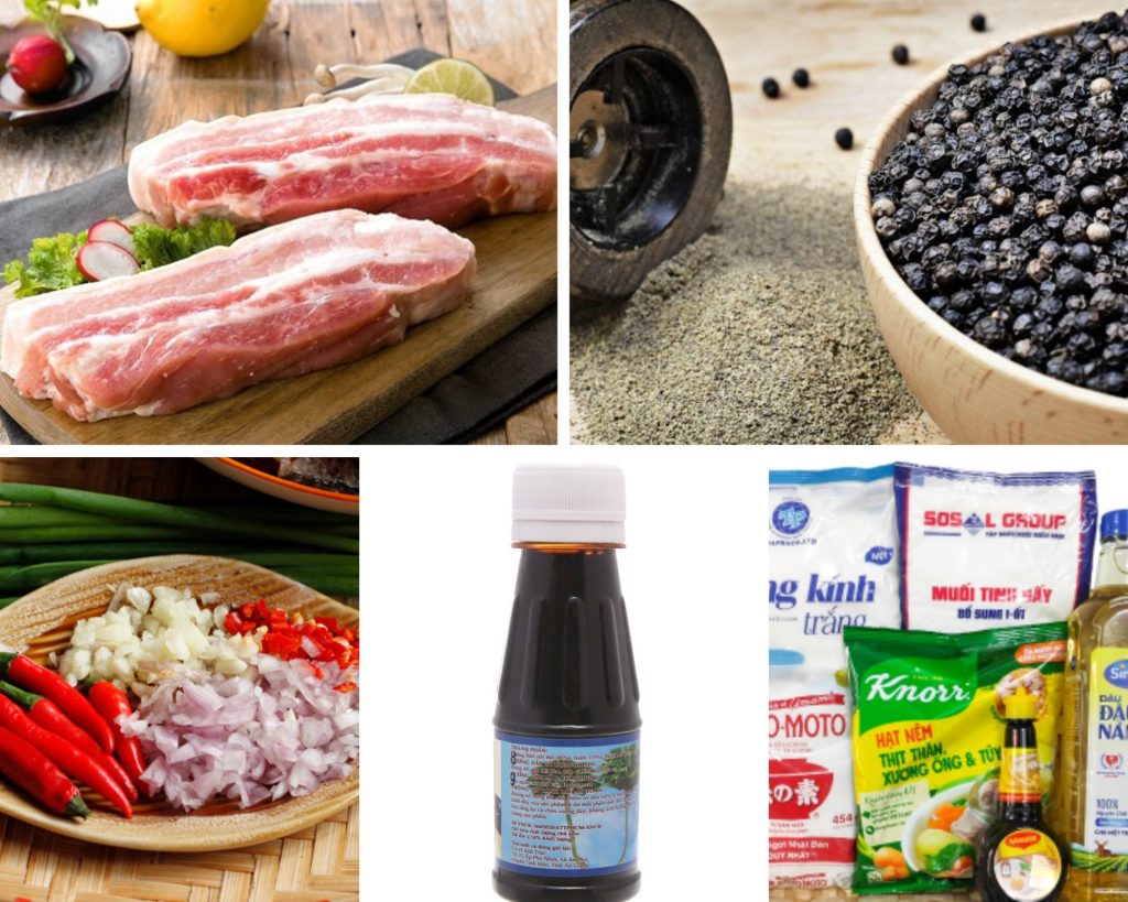 Nguyên liệu cơ bản để chế biến món thịt kho tiêu