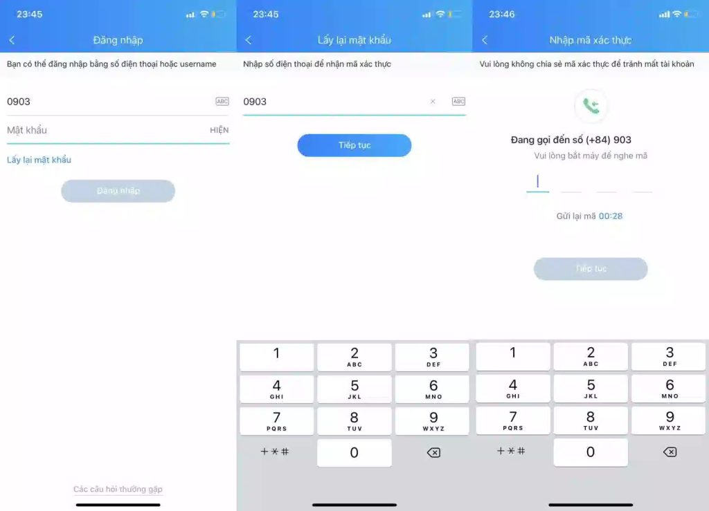 Các bước lấy lại mật khẩu Zalo bằng điện thoại
