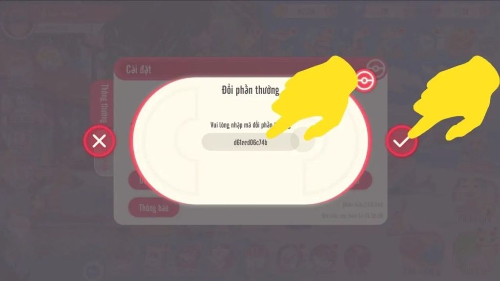 Nhập mã code và nhấn vào tick bên phải để đổi quà