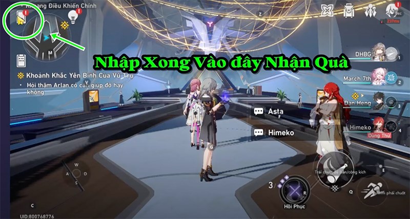 Chọn Dán mã code Honkai Star Rail còn hạn sử dụng vào ô Mã Đổi