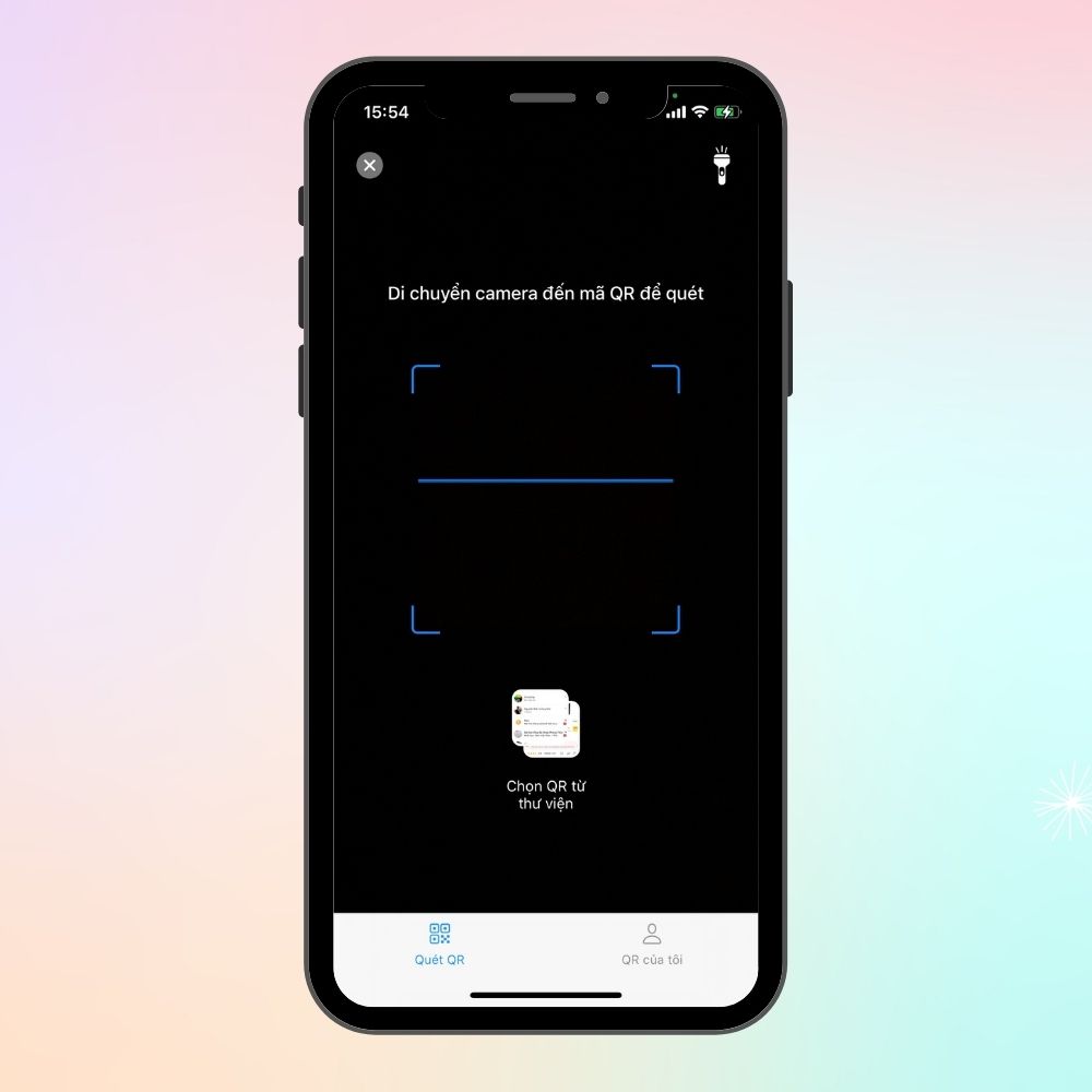 Dùng camera điện thoại quét mã QR