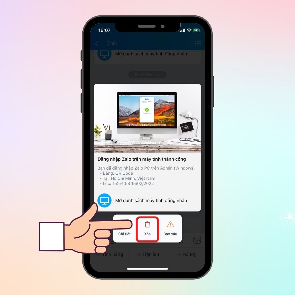 Xóa thông báo đăng nhập