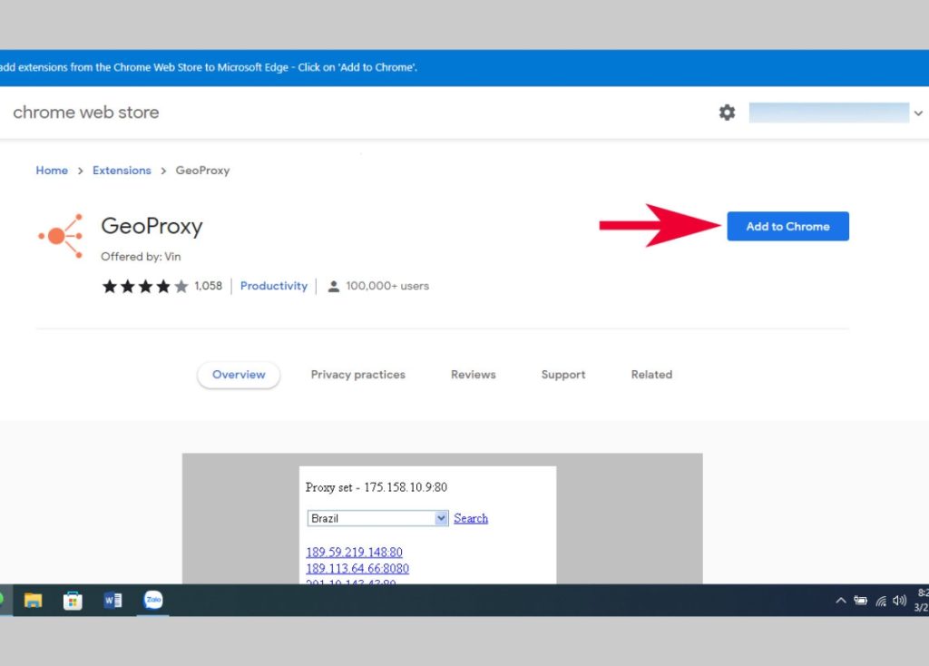 Thực hiện tải tiện ích GeoProxy về máy tính