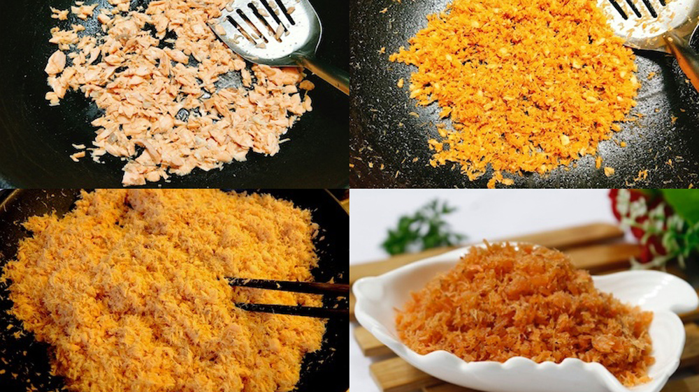 Rang ruốc cá hồi cho đến khi tơi và có màu vàng