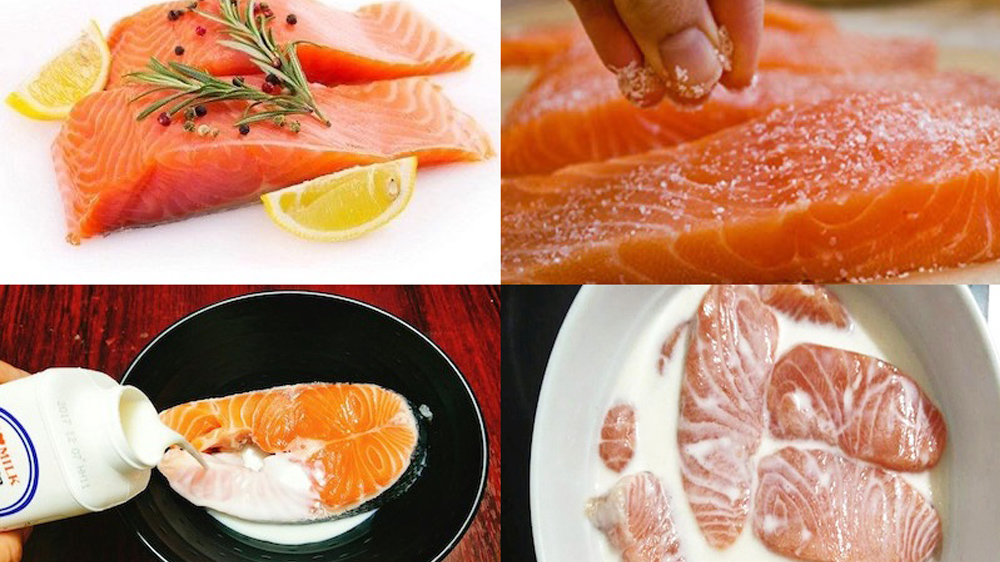 Sơ chế cá hồi trước khi làm ruốc