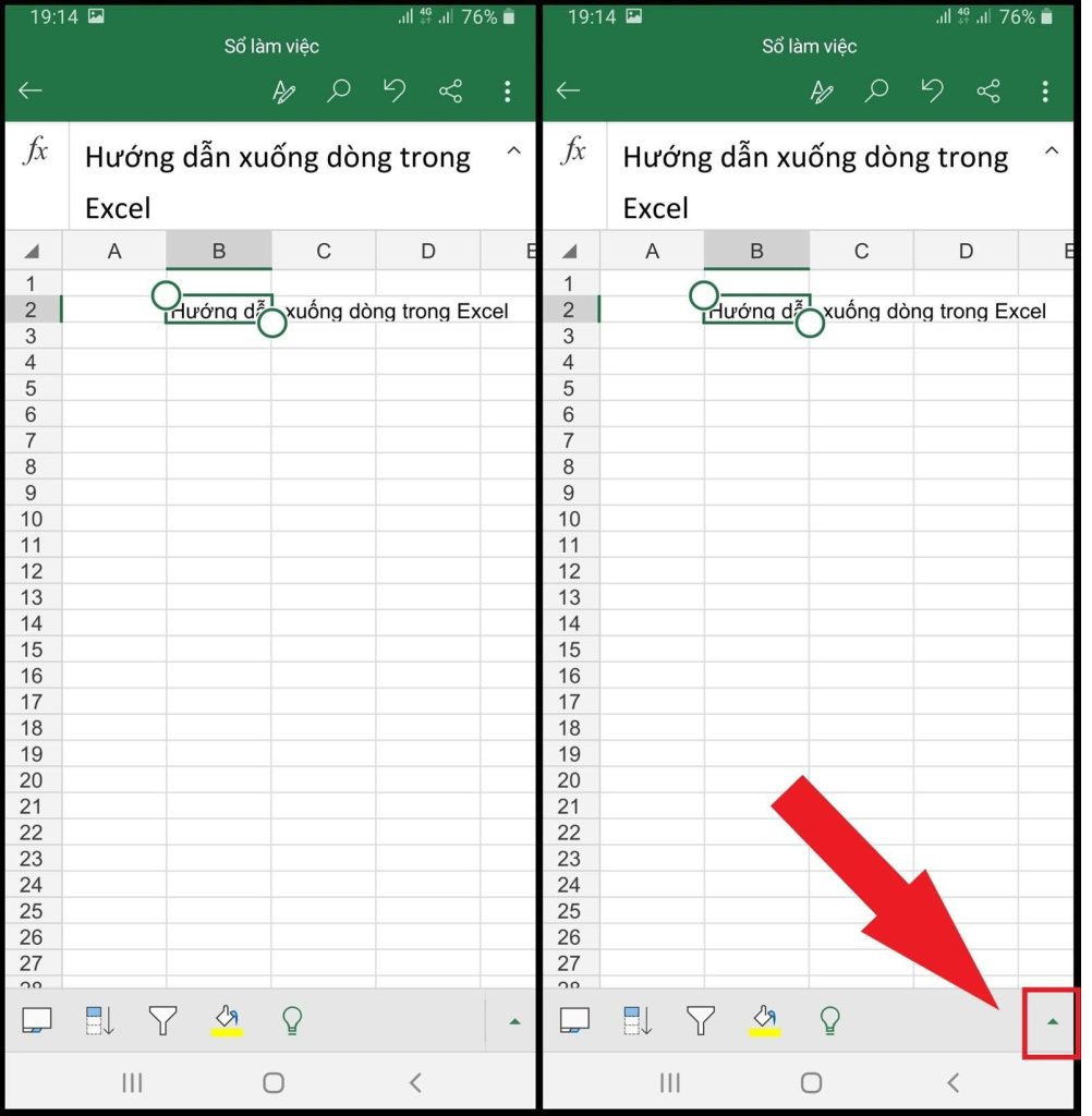 Sử dụng điện thoại cũng có thể ngắt dòng trong Excel