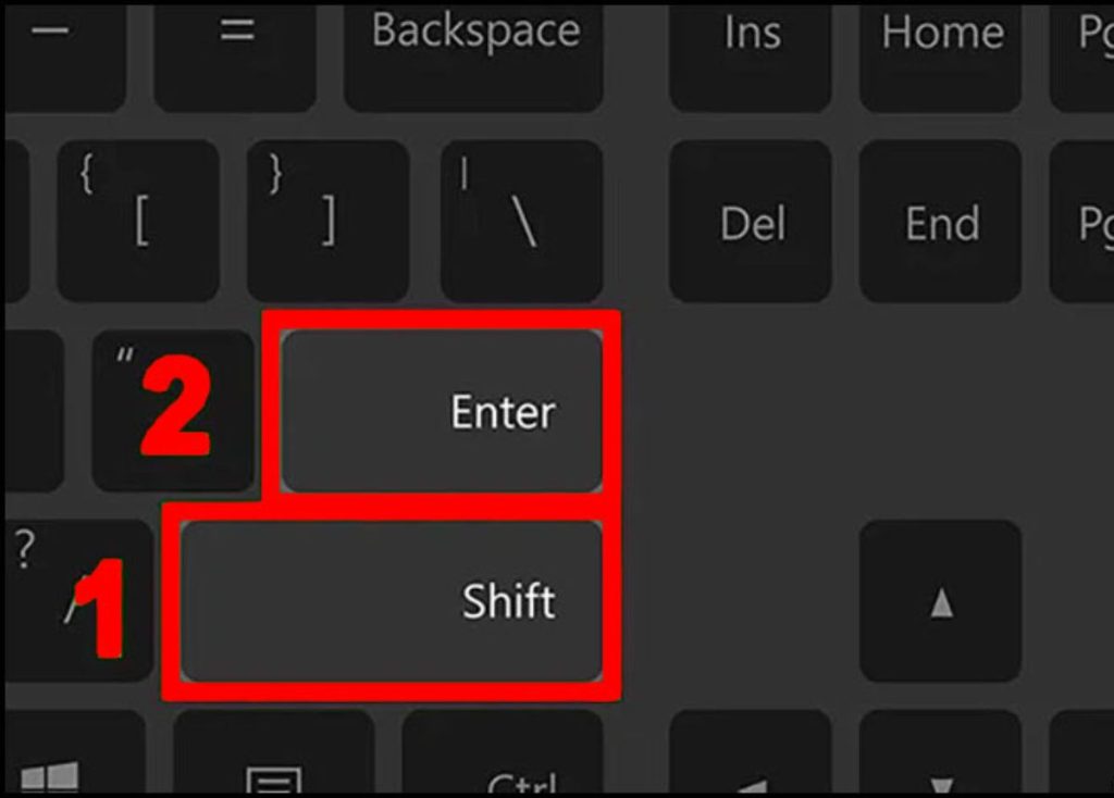 Nhấn tổ hợp Shift + Enter hay Alt + Enter để xuống hàng