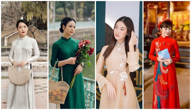 phối đồ tết với áo dài truyền thống