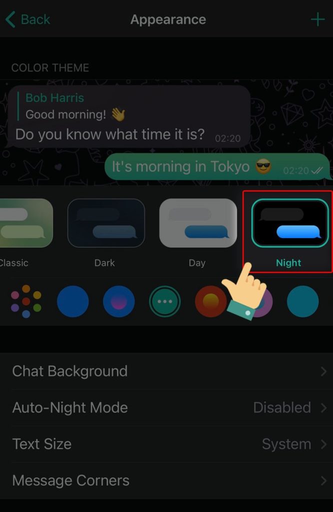 Chế độ tối giúp không bị chói mắt khi sử dụng
