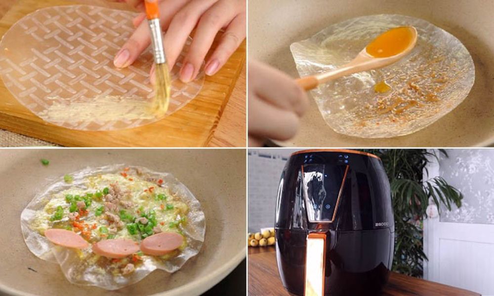 bánh tráng nướng bằng nồi chiên không dầu