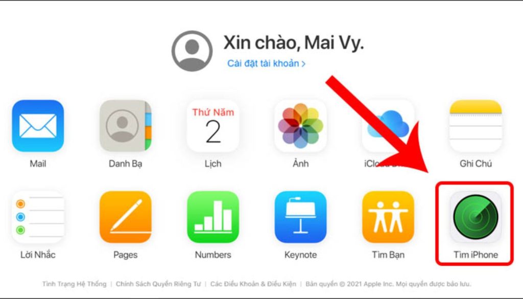 Bật tính năng “Find my iPhone”