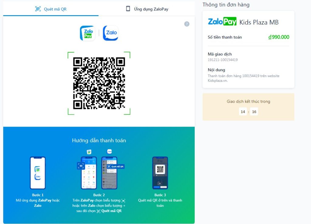 Thanh toán hóa đơn bằng mã QR từ ZaloPay