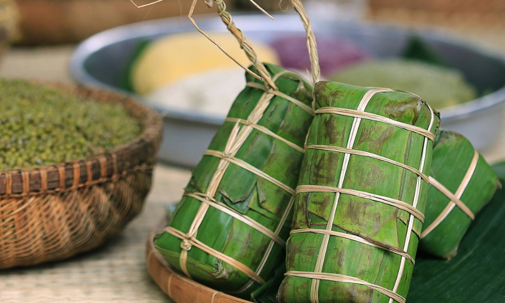 bánh tét lá chuối thành phẩm