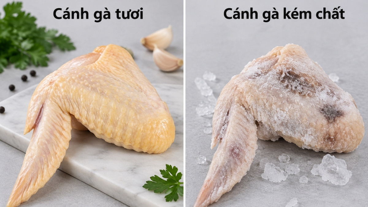 Chọn cánh gà tươi hoặc đông lạnh với chất lượng tốt