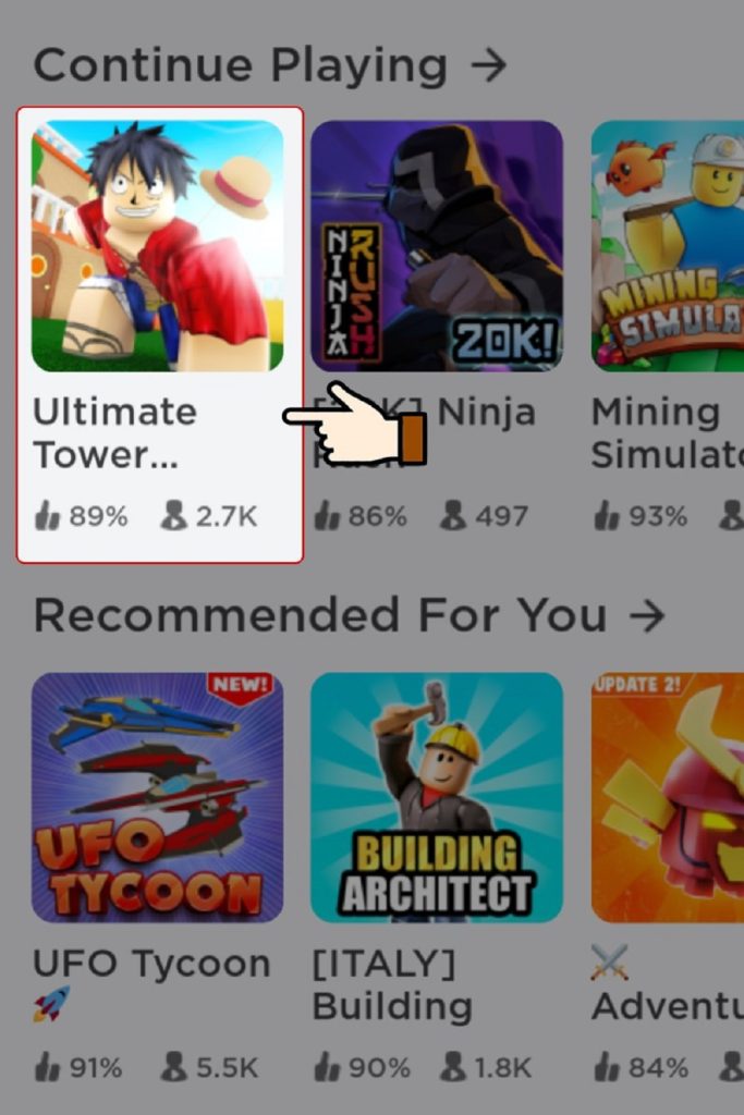 Click vào chế độ chơi Ultimate Tower Defense