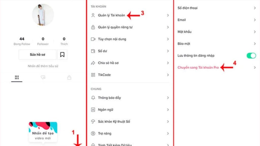 Chuyển tài khoản TikTok của bạn sang TikTok Pro