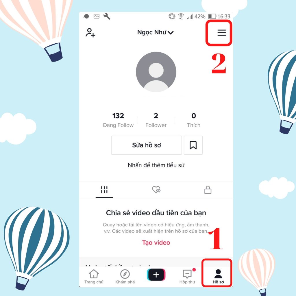 Đăng nhập tài khoản TikTok và chọn hồ sơ