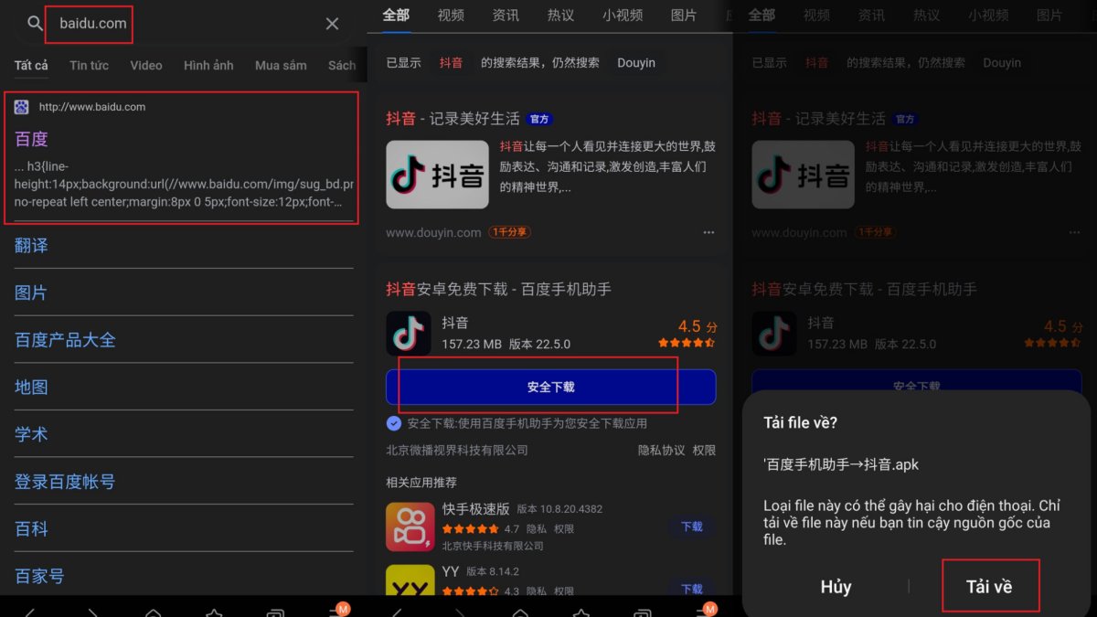 Cách tải Douyin APK (TikTok Trung Quốc) trên Baidu bước 1 