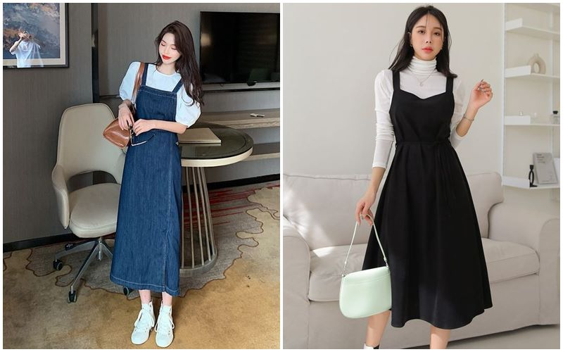 Đi Đà Lạt mặc gì xinh - Váy yếm jean + Áo tay dài