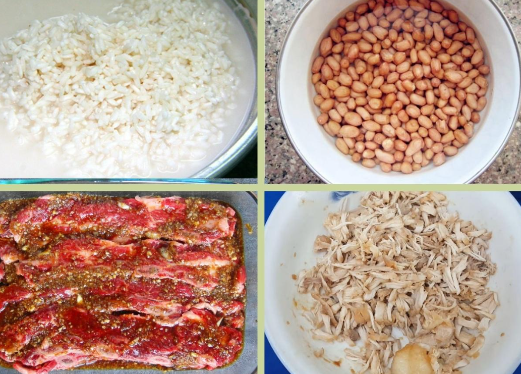 Sơ chế nguyên liệu để nấu xôi mặn đậu phộng
