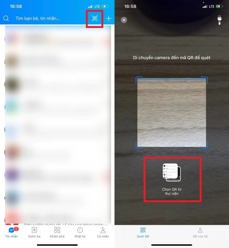 Cách sử dụng Zalo trực tiếp quét mã QR