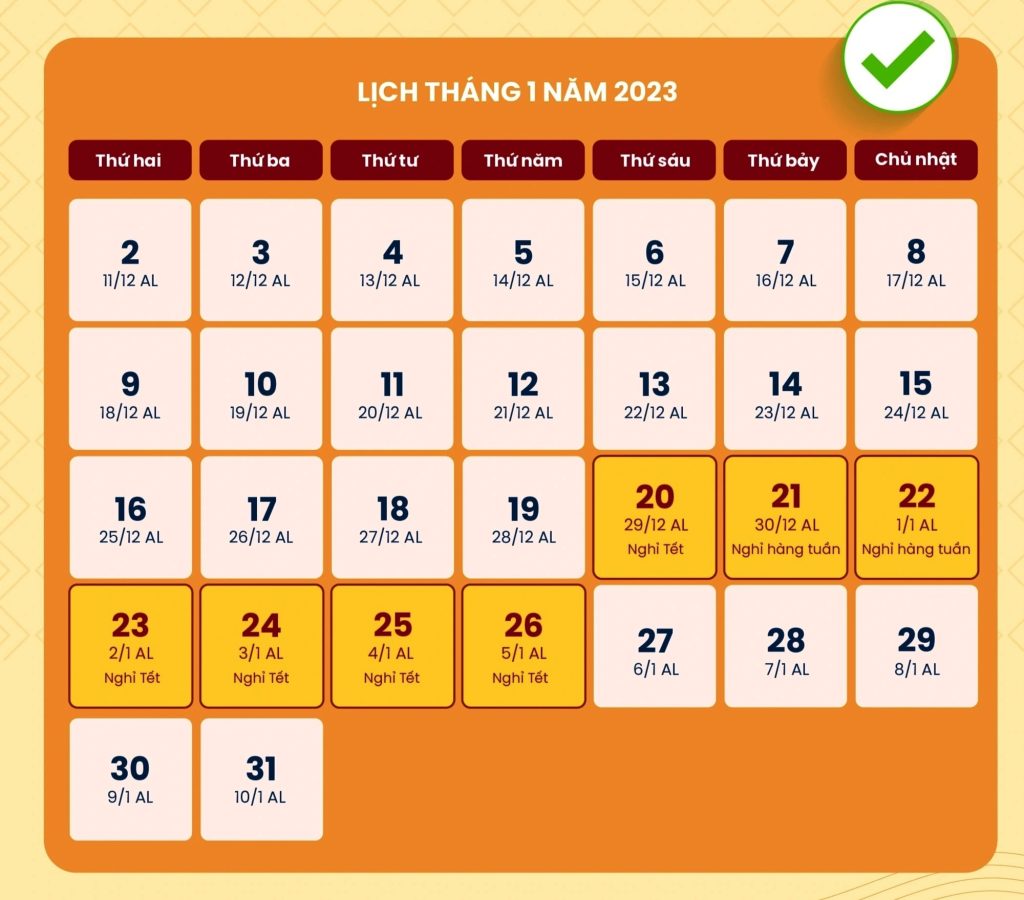 Tết Nguyên Đán năm nay được nghỉ mấy ngày