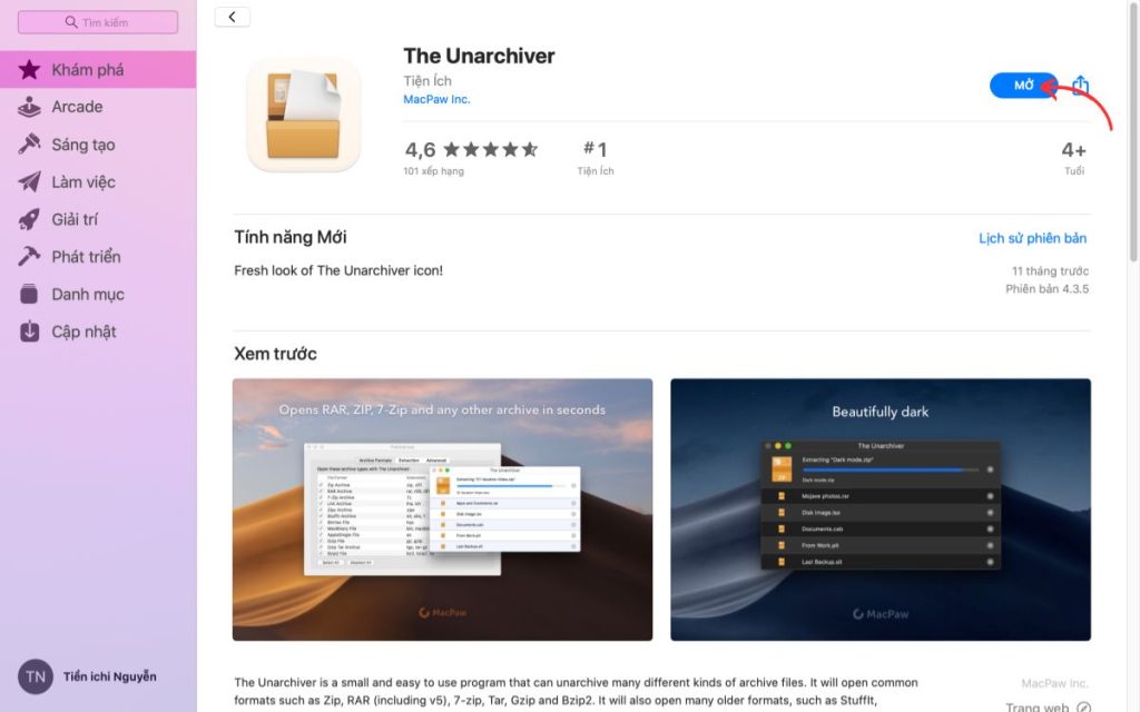 The Unarchiver là ứng dụng từ bên thứ ba để giải nén file