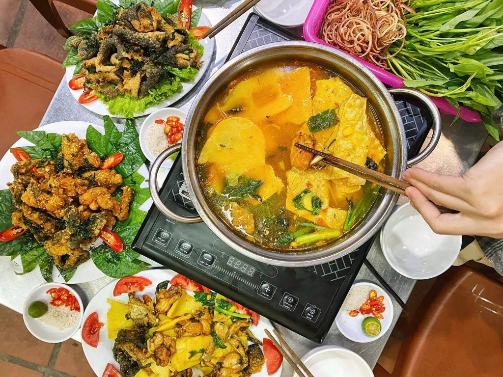 cách nấu lẩu ếch măng cay
