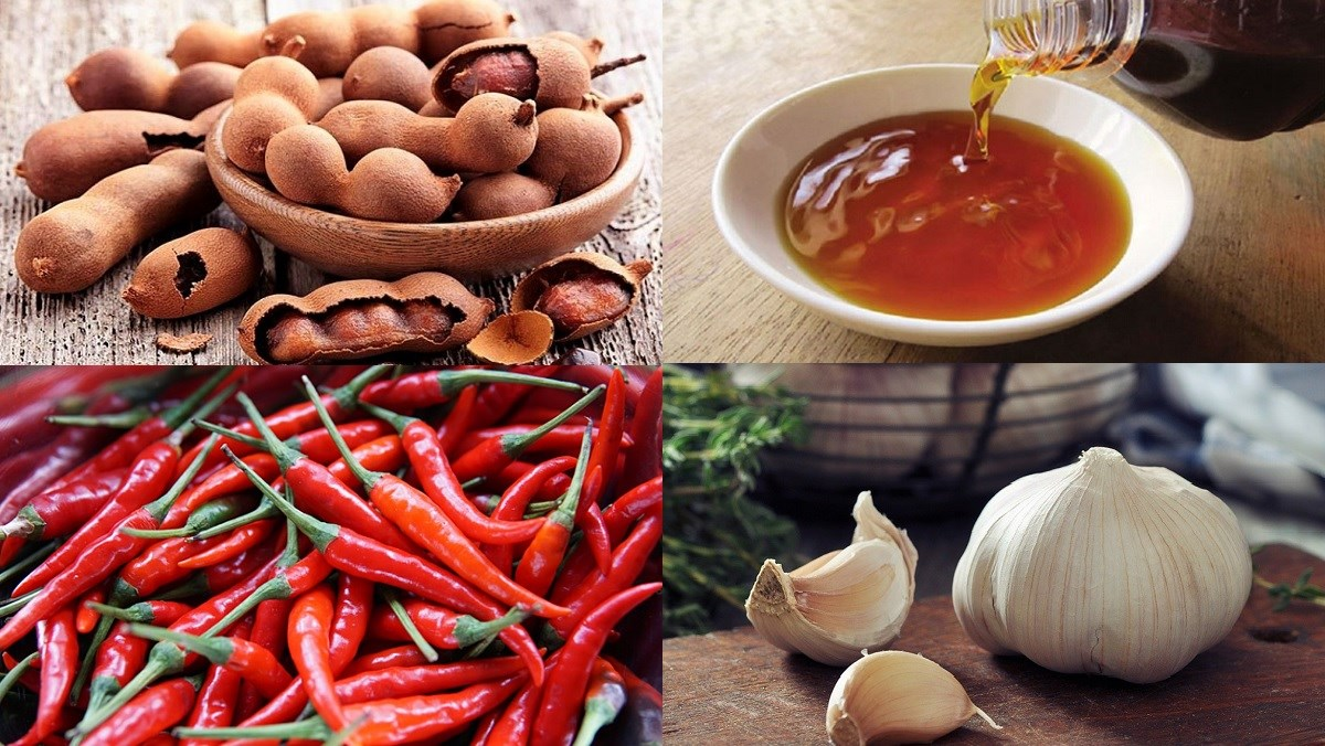 Nguyên liệu thực hiện mắm me chua ngọt