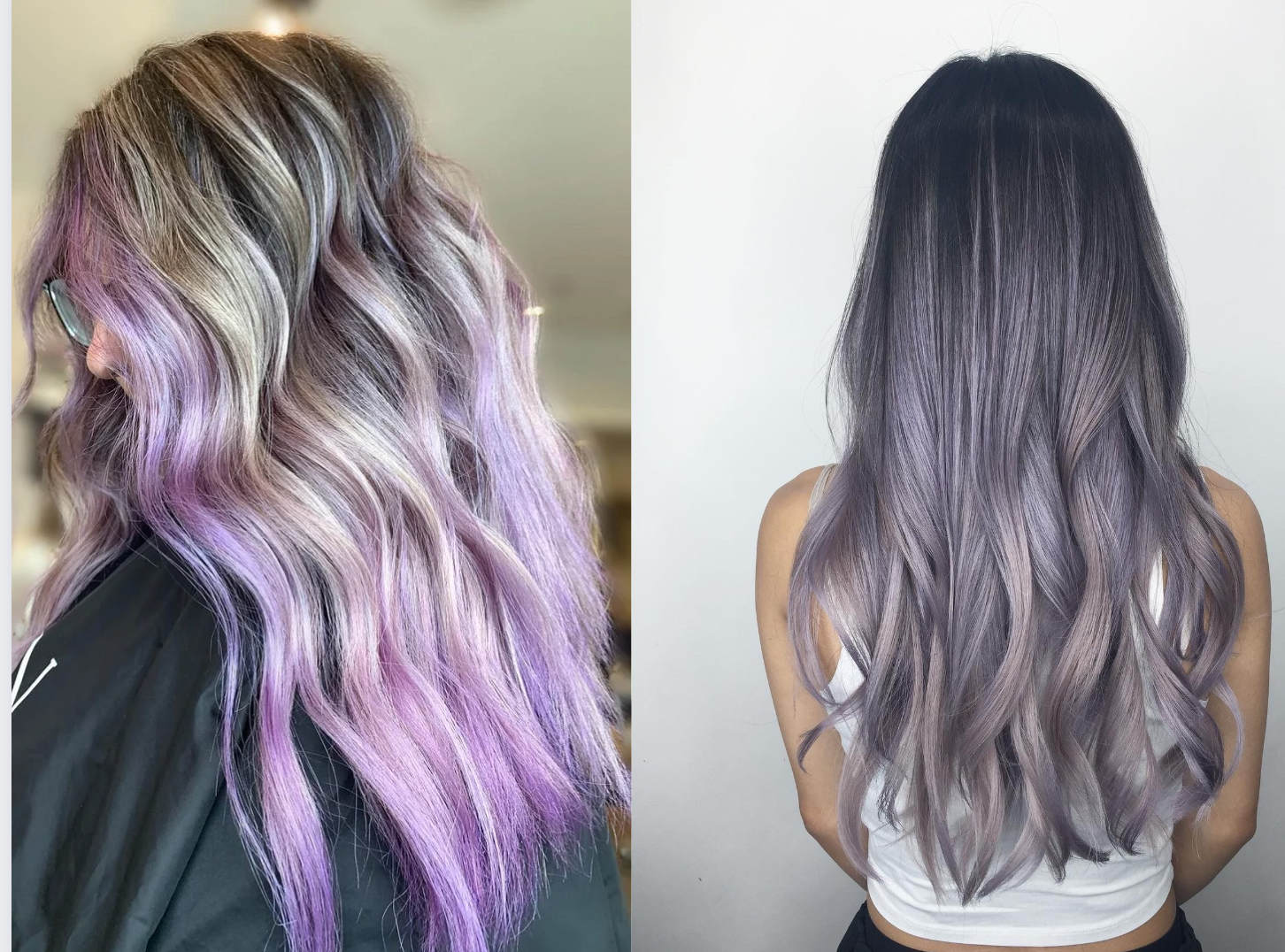 Kiểu tóc balayage màu tím khói