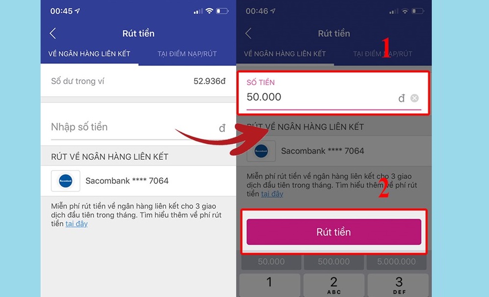 Nhập số tiền bạn muốn rút 