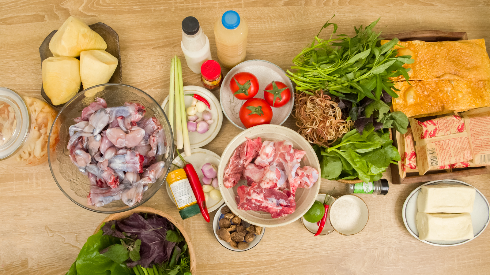 nguyên liệu nấu lẩu ếch măng cay