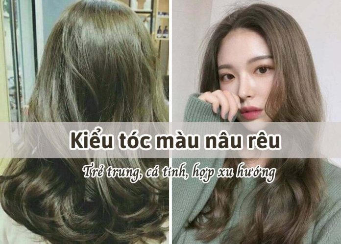 kiểu tóc màu nâu rêu