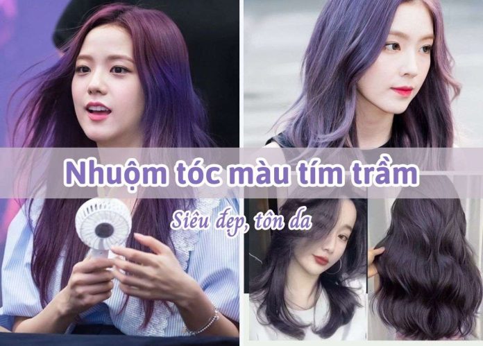nhuộm tóc màu tím trầm