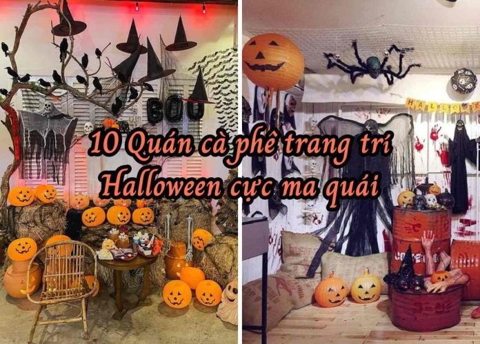 quán cà phê trang trí halloween