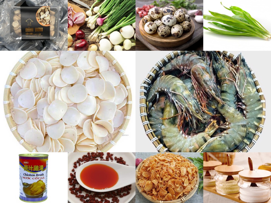 Nguyên liệu làm bánh phồng tôm nấu tôm