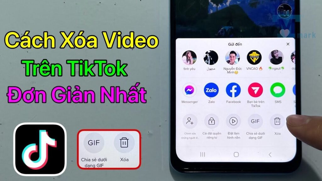 Để xóa video, bạn nhấn vào biểu tượng thùng rác có chữ “Xóa”
