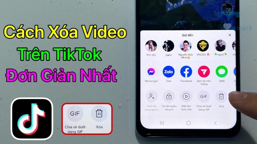 Để xóa video, bạn nhấn vào biểu tượng thùng rác có chữ “Xóa” 