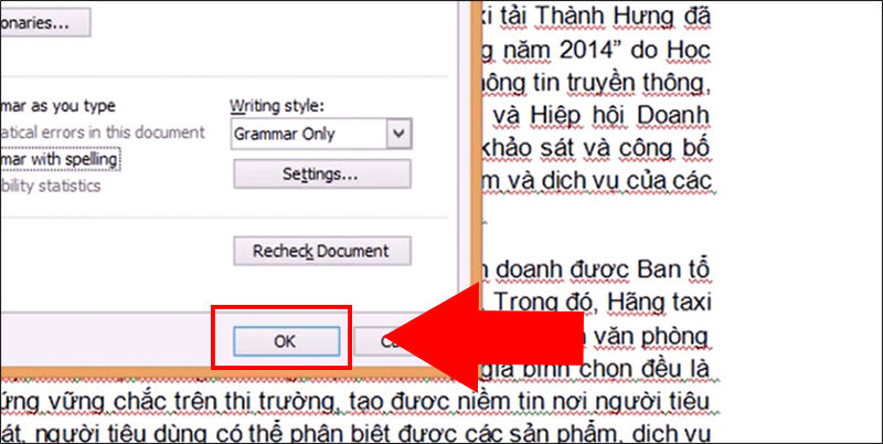 Nhấn OK để lưu lại thay đổi cài đặt