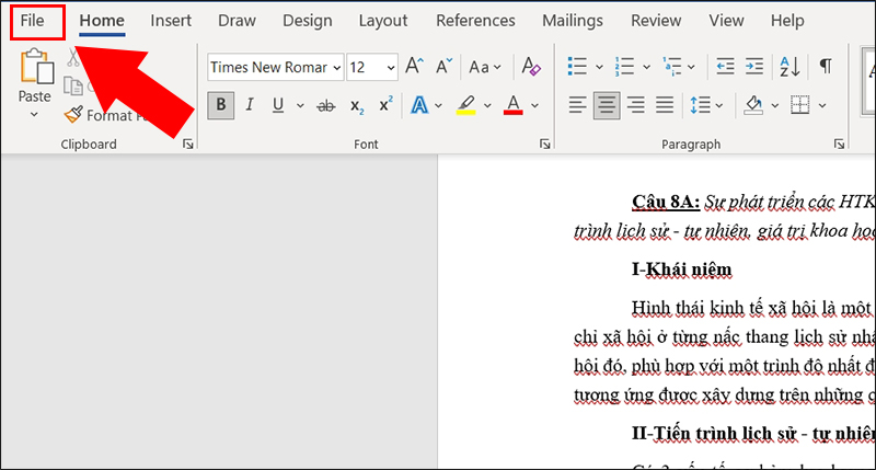 mở chương trình word và chọn file