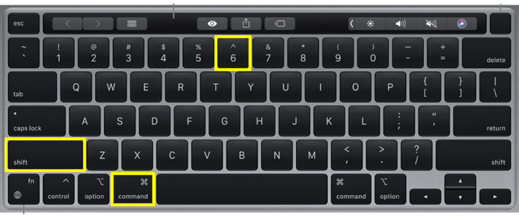 Chụp ảnh màn hình Touch Bar trên Macbook bằng tổ hợp phím Shift + Command + 6 