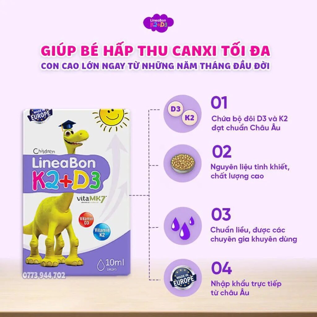 Các loại vitamin D3K2 tốt nhất cho bé hiện nay