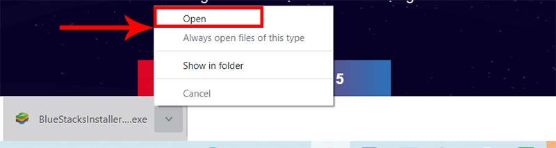 Chọn Open để mở file vừa tải về