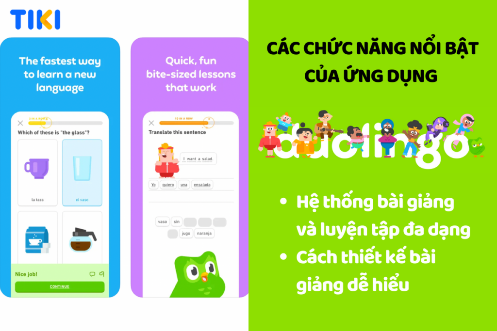 Duolingo có hệ thống bài giảng đa dạng