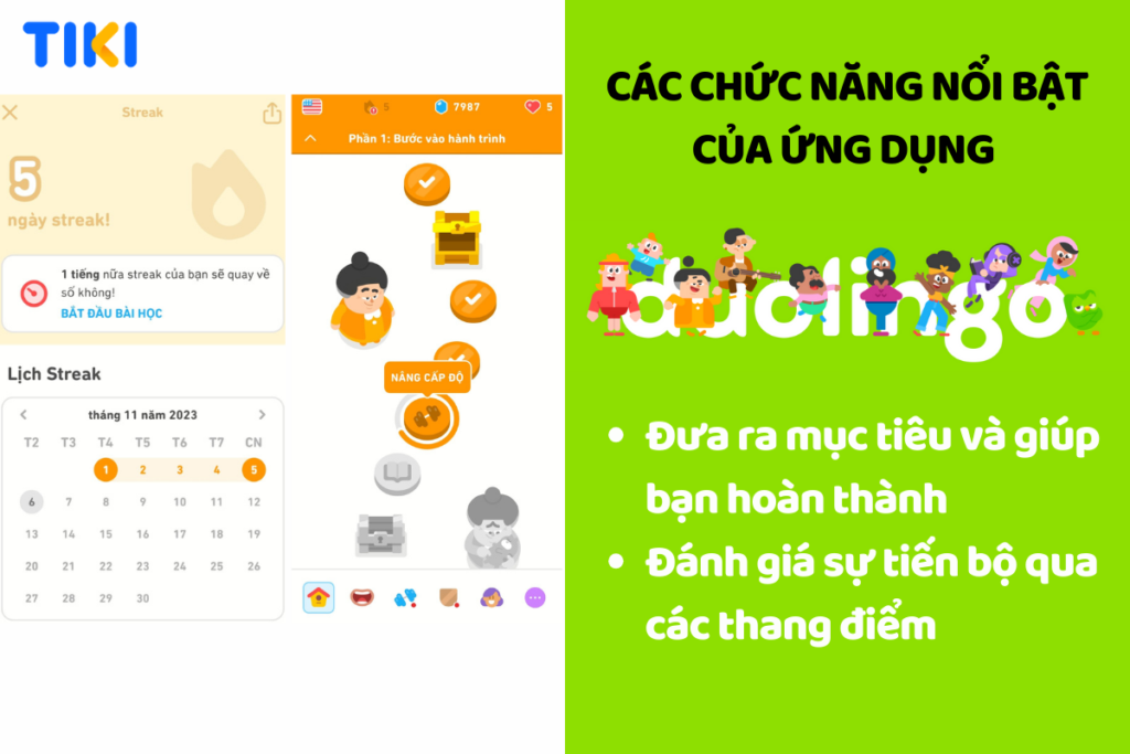 Duolingo đưa ra mục tiêu và đánh giá tiến bộ của người học