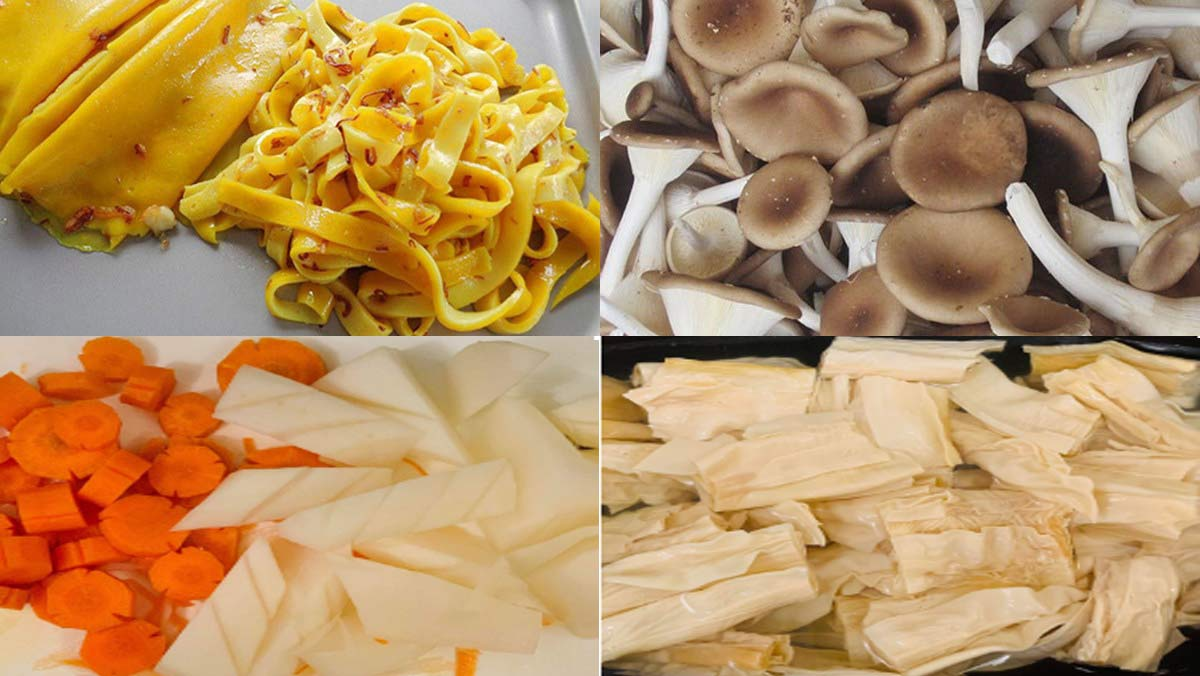 sơ chế nguyên liệu nấu mì quảng chay